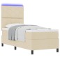 vidaXL Letto con molle, materasso e LED, crema, 80x200 cm, tessuto