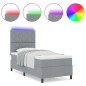 vidaXL Letto con molle e materasso con luce LED, grigio chiaro, 90 x 190 cm, telaio in tessuto vidaXL Letto con molle e materasso con luce LED, grigio chiaro, 90 x 190 cm, telaio in tessuto