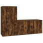 Set Mobili Porta TV 2 pz Rovere Fumo in Legno Multistrato Set Mobili Porta TV 2 pz Rovere Fumo in Legno Multistrato