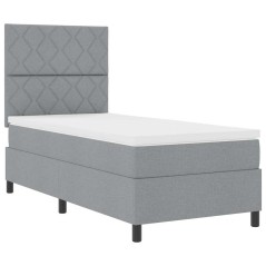 vidaXL Letto a molle con materasso e luce LED grigio chiaro, 100 x 200 cm in tessuto