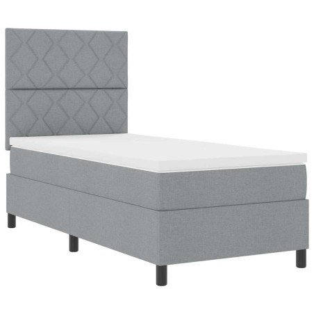 vidaXL Letto a molle con materasso e luce LED grigio chiaro, 100 x 200 cm in tessuto