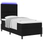 vidaXL Letto a Molle con Materasso e LED Nero 100 x 200 cm, Struttura in Tessuto