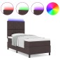 vidaXL Letto in tessuto con molle e materasso, LED in marrone scuro, 100 x 200 cm vidaXL Letto in tessuto con molle e materasso, LED in marrone scuro, 100 x 200 cm
