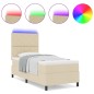 vidaXL Letto a molle con materasso e luci LED in crema, 100 x 200 cm, tessuto