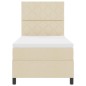 vidaXL Letto a molle con materasso e luci LED in crema, 100 x 200 cm, tessuto