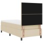 vidaXL Letto a molle con materasso e luci LED in crema, 100 x 200 cm, tessuto