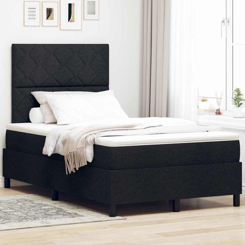 VidaXL Letto con Molle e Materasso e Luce LED - Nero - 120x190 cm - Tessuto