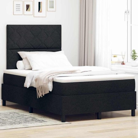 VidaXL Letto con Molle e Materasso e Luce LED - Nero - 120x190 cm - Tessuto