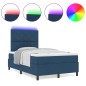 vidaXL Letto con molle e materasso con luci LED - Blu navy, 120 x 190 cm in tessuto