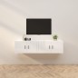 Mobili Porta TV a Parete 2 pz Bianco Lucido 80x34,5x40 cm Mobili Porta TV a Parete 2 pz Bianco Lucido 80x34,5x40 cm
