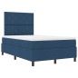 vidaXL Letto con molle e materasso con luci LED - Blu navy, 120 x 190 cm in tessuto