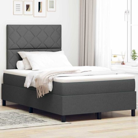 vidaXL Letto con Molle e Materasso LED - Grigio Scuro, 120x200 cm in Tessuto