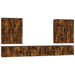 Set di Mobili Porta TV 7 pz Rovere Fumo in Legno Multistrato