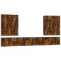 Set di Mobili Porta TV 7 pz Rovere Fumo in Legno Multistrato Set di Mobili Porta TV 7 pz Rovere Fumo in Legno Multistrato