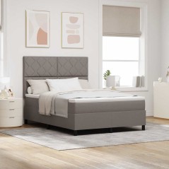 vidaXL Letto con molle e materasso con luce LED color tortora – 140x190 cm in tessuto