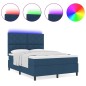 vidaXL Letto con molle e materasso e luce LED, blu navy, 140 x 190 cm in tessuto