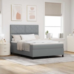 vidaXL Letto con materasso a molle e luci LED, grigio chiaro, 140 x 200 cm, in tessuto.