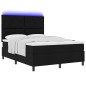 vidaXL Letto con molle, materasso e luci LED nere, 140x200 cm in tessuto