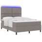 vidaXL Letto Box Spring con materasso e LED tortora, 140x200 cm in tessuto