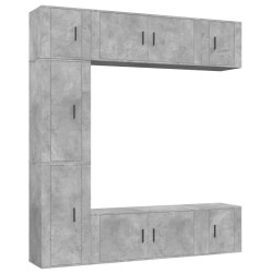 Set di Mobili Porta TV 7 pz Grigio Cemento in Legno Multistrato