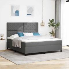 vidaXL letto a molle con materasso e LED - Grigio scuro, 180x200 cm in tessuto