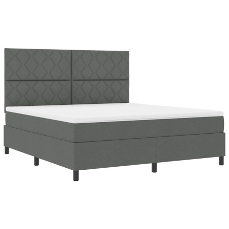 vidaXL letto a molle con materasso e LED - Grigio scuro, 180x200 cm in tessuto