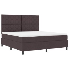 vidaXL Letto Box Spring con Materasso e LED - Marrone Scuro - 180 x 200 cm, Struttura in Tessuto.