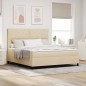vidaXL Letto a molle con materasso e luce LED crema - 180 x 200 cm, telaio in tessuto