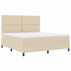 vidaXL Letto a molle con materasso e luce LED crema - 180 x 200 cm, telaio in tessuto