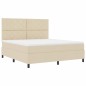 vidaXL Letto a molle con materasso e luce LED crema - 180 x 200 cm, telaio in tessuto
