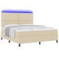 vidaXL Letto a molle con materasso e luce LED crema - 180 x 200 cm, telaio in tessuto