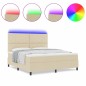 vidaXL Letto a molle con materasso e luce LED crema - 180 x 200 cm, telaio in tessuto