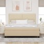 vidaXL Letto a molle con materasso e luce LED crema - 180 x 200 cm, telaio in tessuto