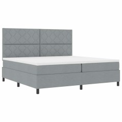 vidaXL Letto con molle e materasso e luce LED, Grigio chiaro, 200 x 200 cm, Tessuto