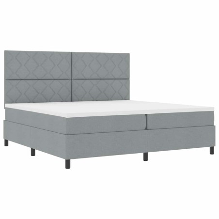 vidaXL Letto con molle e materasso e luce LED, Grigio chiaro, 200 x 200 cm, Tessuto