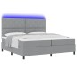 vidaXL Letto con molle e materasso e luce LED, Grigio chiaro, 200 x 200 cm, Tessuto
