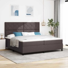vidaXL Letto con molle e materasso LED, marrone scuro, 200x200 cm, in tessuto