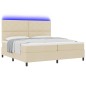 vidaXL Letto con molle e materasso LED - Panna, 200 x 200 cm, in tessuto