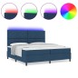 vidaXL Letto Box Spring di con materasso e luce LED, blu navy, 200 x 200 cm, tessuto. vidaXL Letto Box Spring di con materasso e luce LED, blu navy, 200 x 200 cm, tessuto.