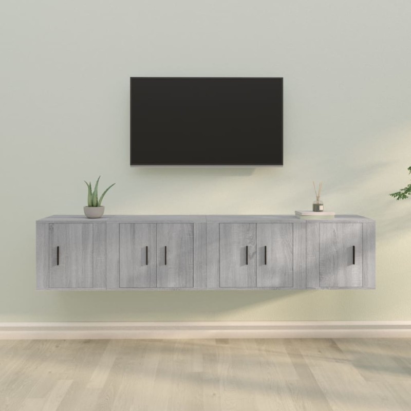 Set di Mobili Porta TV 4 pz Grigio Sonoma in Legno Multistrato Set di Mobili Porta TV 4 pz Grigio Sonoma in Legno Multistrato