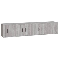 Set di Mobili Porta TV 4 pz Grigio Sonoma in Legno Multistrato