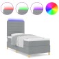 vidaXL Letto Box Spring con Materasso & Luce LED Grigio Chiaro 90x200 cm Tessuto
