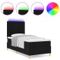 vidaXL Letto con Rete a Molle e Materasso & LED Nero 100x200 cm Tessuto vidaXL Letto con Rete a Molle e Materasso & LED Nero 100x200 cm Tessuto