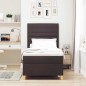 vidaXL Letto Contenitore con Materasso e LED Marrone Scuro 100x200 cm Tessuto vidaXL Letto Contenitore con Materasso e LED Marrone Scuro 100x200 cm Tessuto