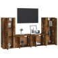 Set di Mobili Porta TV 4 pz Rovere Fumo in Legno Multistrato Set di Mobili Porta TV 4 pz Rovere Fumo in Legno Multistrato