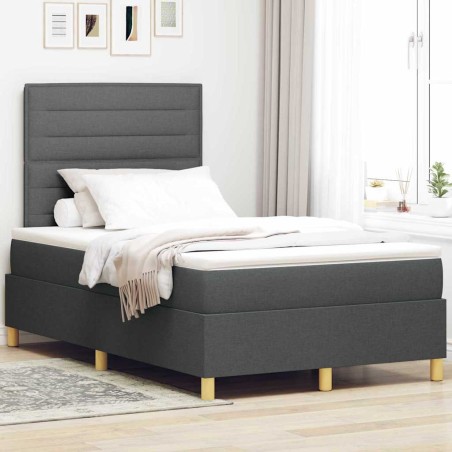 vidaXL Letto con Box Spring e Materasso & LED Grigio Scuro 120x190 cm Tessuto