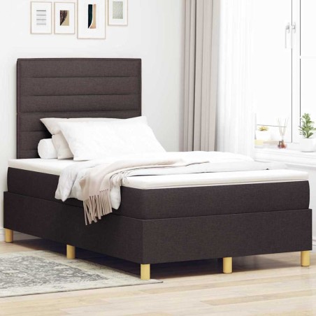 vidaXL Letto a molle con materasso e LED marrone scuro 120x190 cm in tessuto