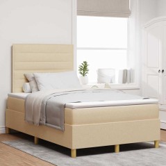 vidaXL Letto con Box Spring con Materasso e LED Panna 120x190 cm Tessuto