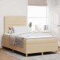 vidaXL Letto Box Spring con Materasso e LED Crema 120x200 cm Tessuto