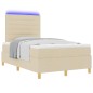 vidaXL Letto Box Spring con Materasso e LED Crema 120x200 cm Tessuto